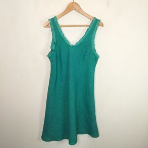 Meo Meli Green Linen Dress Sleeveless Ruffled Tank Italy